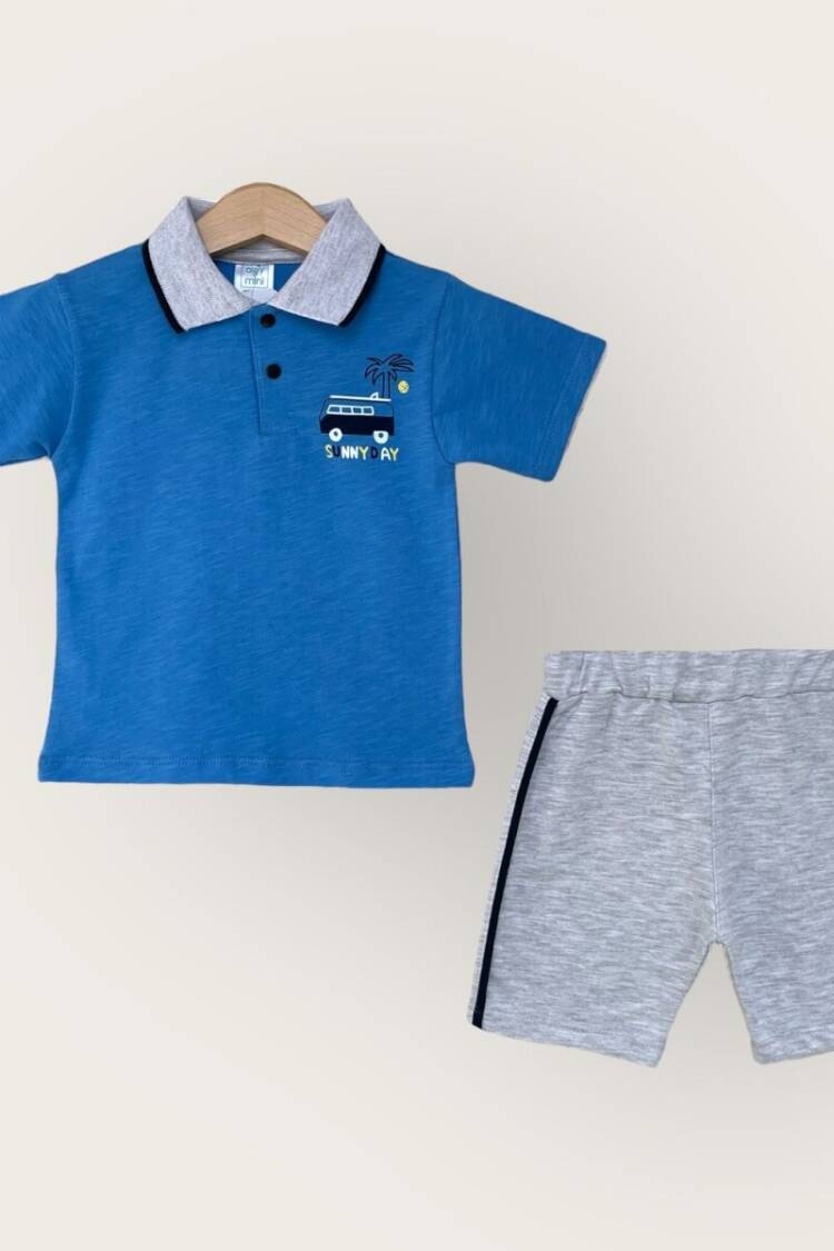 Boys' Sets - Toptan Erkek Çocuk 2'li Polo Yaka T-Shirt ve Şort Takım 1-4Y 2047-3561TK - Brand: Algiy Mini - Women & Kids, Baby Clothes Wholesale - Globality Store