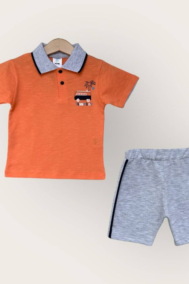 Boys' Sets - Toptan Erkek Çocuk 2'li Polo Yaka T-Shirt ve Şort Takım 1-4Y 2047-3561TK - Brand: Algiy Mini - Women & Kids, Baby Clothes Wholesale - Globality Store