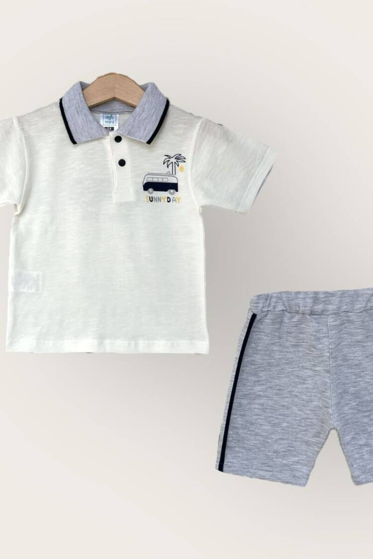 Boys' Sets - Toptan Erkek Çocuk 2'li Polo Yaka T-Shirt ve Şort Takım 1-4Y 2047-3561TK - Brand: Algiy Mini - Women & Kids, Baby Clothes Wholesale - Globality Store