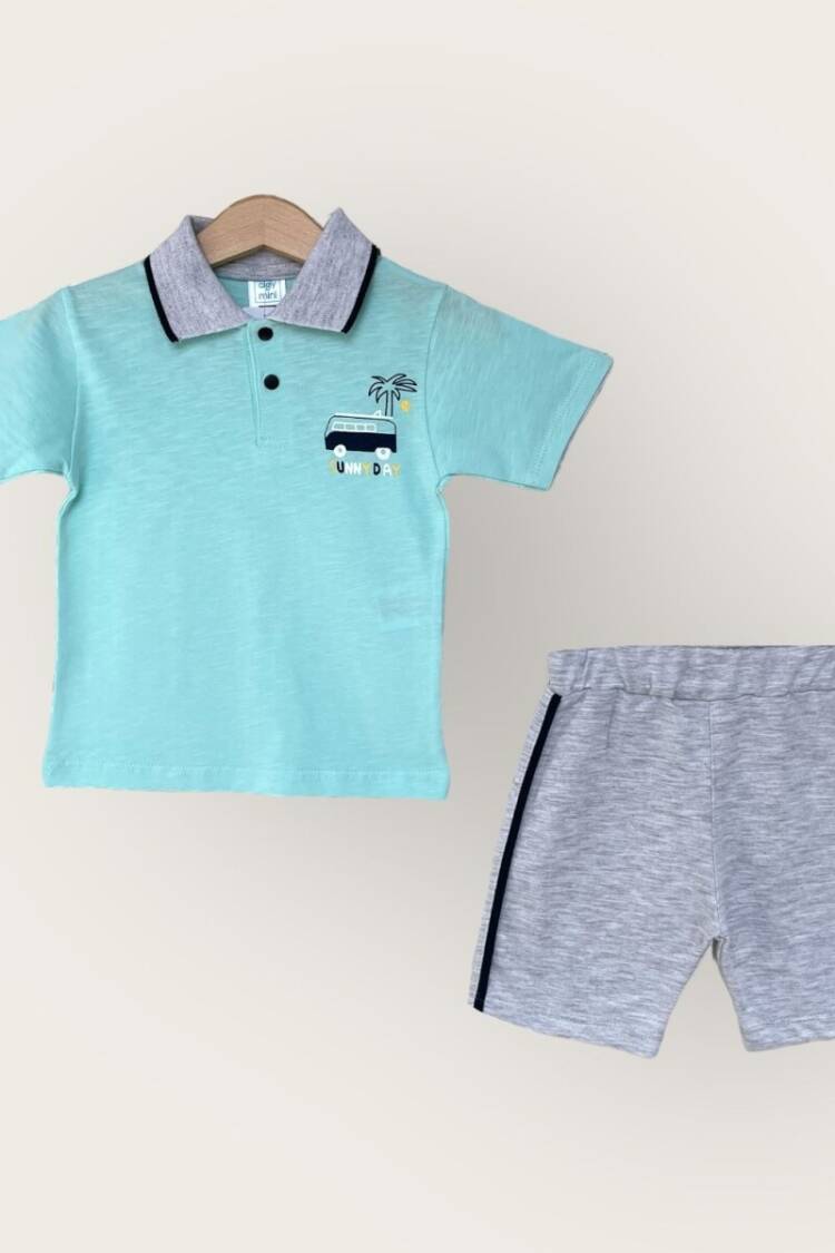 Boys' Sets - Toptan Erkek Çocuk 2'li Polo Yaka T-Shirt ve Şort Takım 1-4Y 2047-3561TK - Brand: Algiy Mini - Women & Kids, Baby Clothes Wholesale - Globality Store
