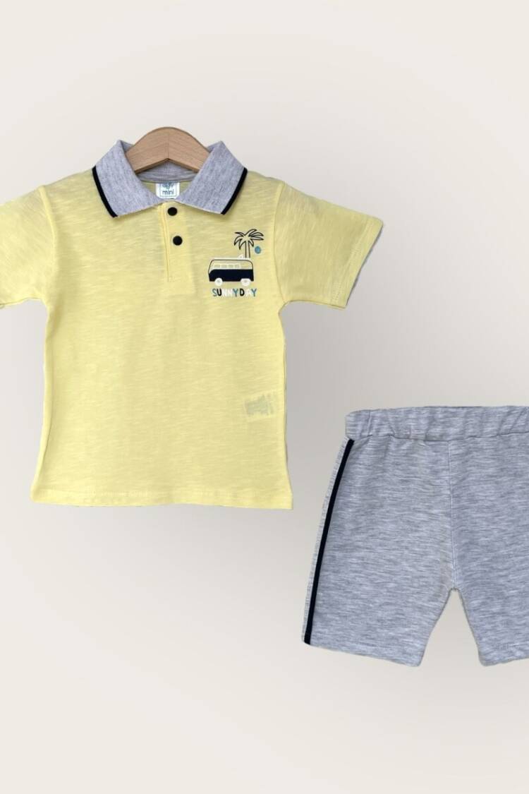 Boys' Sets - Toptan Erkek Çocuk 2'li Polo Yaka T-Shirt ve Şort Takım 1-4Y 2047-3561TK - Brand: Algiy Mini - Women & Kids, Baby Clothes Wholesale - Globality Store