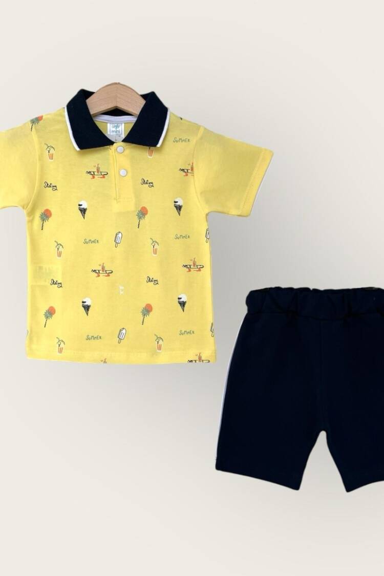 Boys' Sets - Toptan Erkek Çocuk 2'li Polo Yaka T-Shirt ve Şort Takımı 1-4Y 2047-3560TK - Brand: Algiy Mini - Women & Kids, Baby Clothes Wholesale - Globality Store