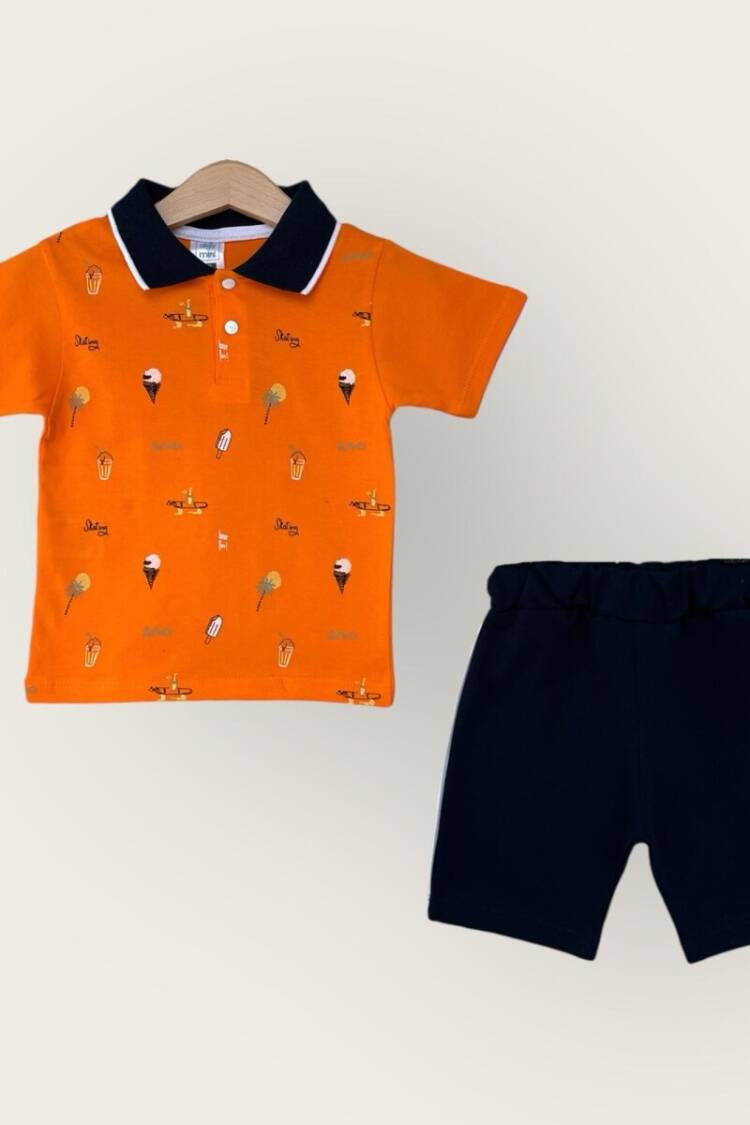 Boys' Sets - Toptan Erkek Çocuk 2'li Polo Yaka T-Shirt ve Şort Takımı 1-4Y 2047-3560TK - Brand: Algiy Mini - Women & Kids, Baby Clothes Wholesale - Globality Store