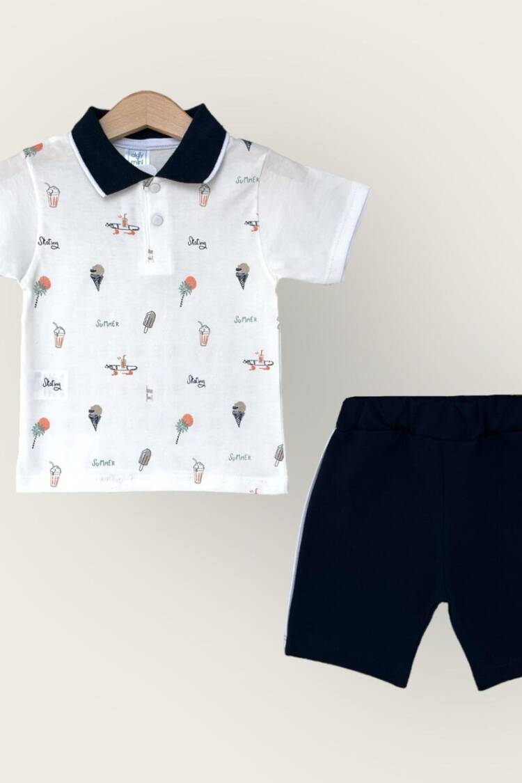 Boys' Sets - Toptan Erkek Çocuk 2'li Polo Yaka T-Shirt ve Şort Takımı 1-4Y 2047-3560TK - Brand: Algiy Mini - Women & Kids, Baby Clothes Wholesale - Globality Store