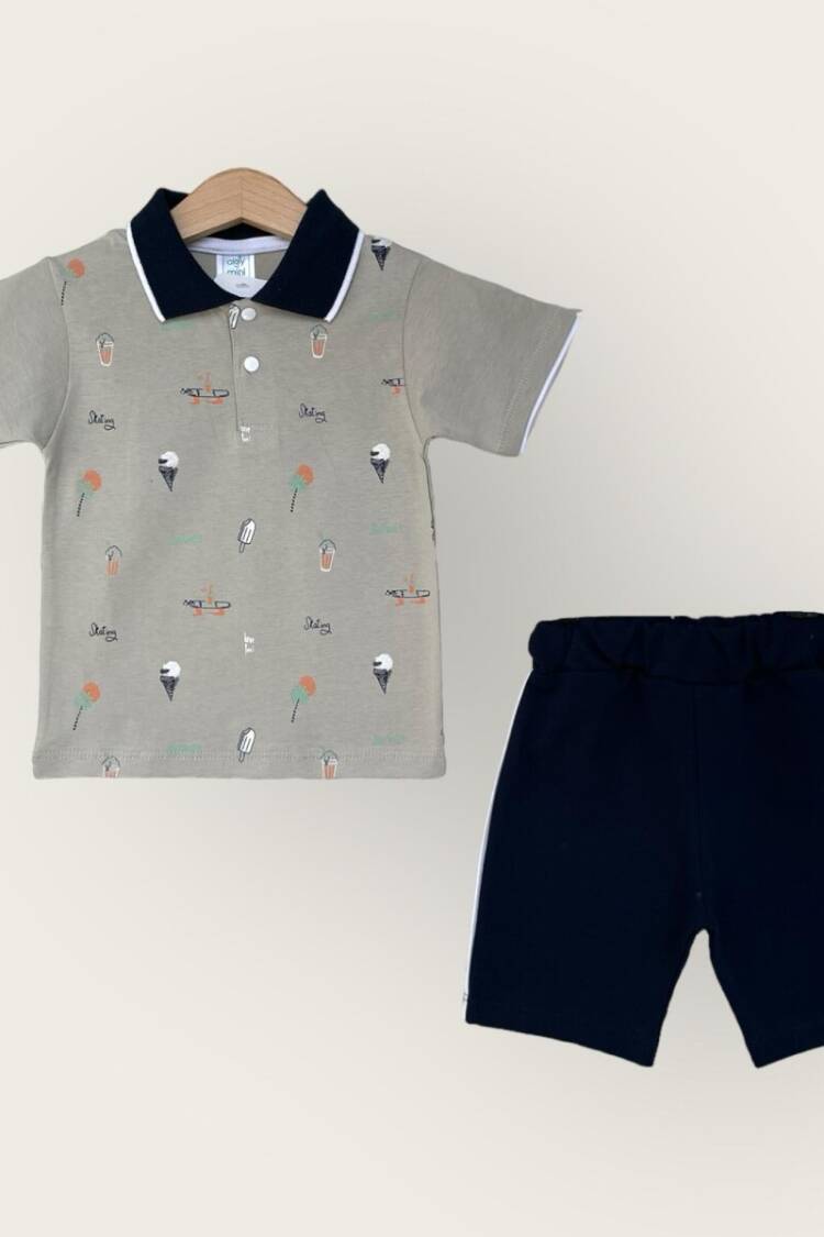 Boys' Sets - Toptan Erkek Çocuk 2'li Polo Yaka T-Shirt ve Şort Takımı 1-4Y 2047-3560TK - Brand: Algiy Mini - Women & Kids, Baby Clothes Wholesale - Globality Store