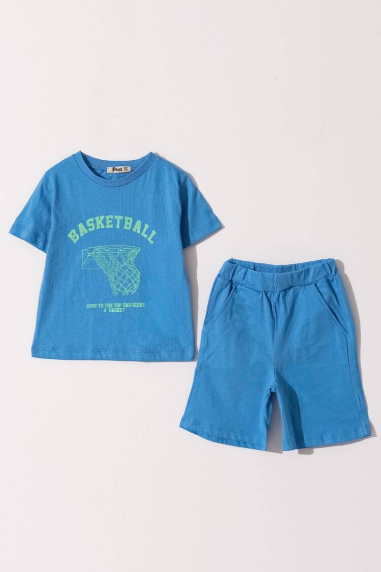 Boys' Sets - Toptan Erkek Çocuk 2'li Tişört ve Şort Takımı 2-5Y 2055-PE24-0132 - Brand: Piop - Women & Kids, Baby Clothes Wholesale - Globality Store