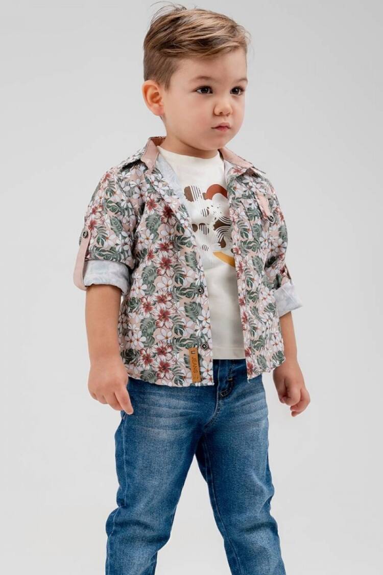 Boys' Sets - Toptan Erkek Çocuk 3' lü Gömlek T-shirt Pantolon Takım 1-4Y 2036-22616 - Brand: Cool Exclusive - Women & Kids, Baby Clothes Wholesale - Globality Store