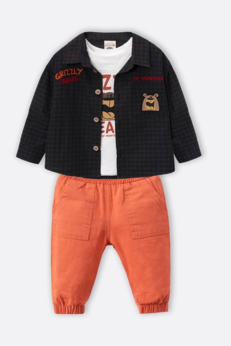 Boys' Sets - Toptan Erkek Çocuk 3'lü Ceket Pantolon ve Body Takım 9-24M 1014-CMN3553 - Brand: Cumino - Women & Kids, Baby Clothes Wholesale - Globality Store
