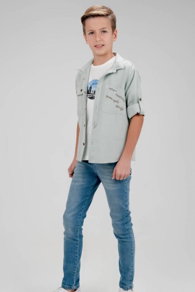 Boys' Sets - Toptan Erkek Çocuk 3'lü Gömlek, Tişört ve Kot Pantolon Takım 9-12Y 2036-10104 - Brand: Cool Exclusive - Women & Kids, Baby Clothes Wholesale - Globality Store