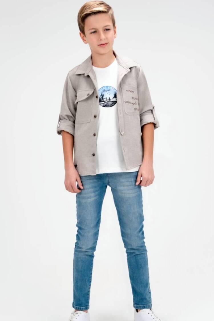 Boys' Sets - Toptan Erkek Çocuk 3'lü Gömlek, Tişört ve Kot Pantolon Takım 9-12Y 2036-10104 - Brand: Cool Exclusive - Women & Kids, Baby Clothes Wholesale - Globality Store