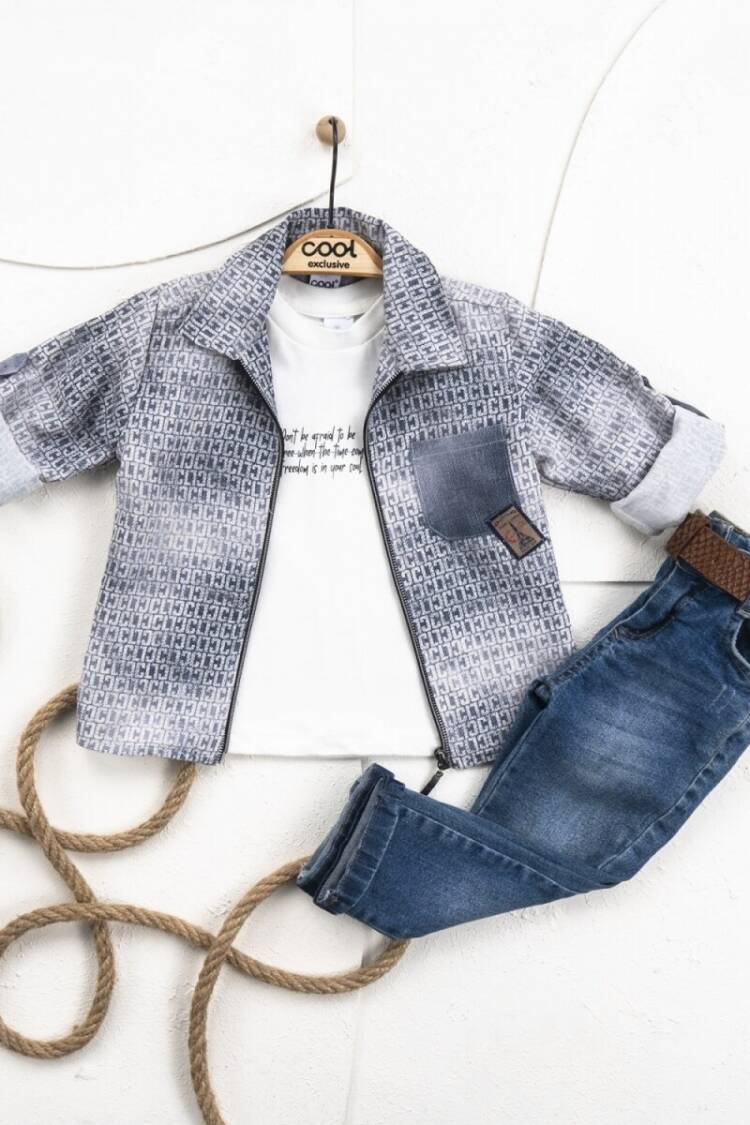Boys' Sets - Toptan Erkek Çocuk 3'lü Gömlek, Tshört ve Pantolon Takım 1-4Y 2036-22672 - Brand: Cool Exclusive - Women & Kids, Baby Clothes Wholesale - Globality Store