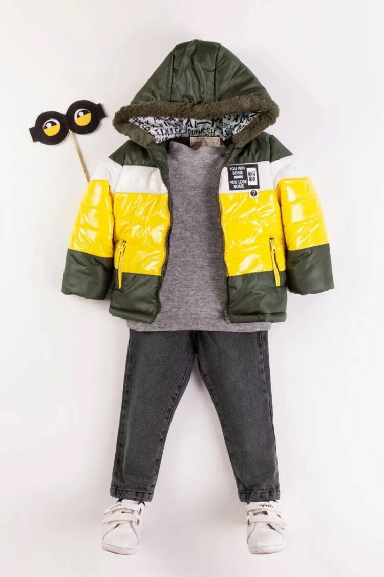 Boys' Sets - Toptan Erkek Çocuk 3'lü Mont, Sweatshirt ve Kot Pantolon Takım 3-6Y 1004-6119 - Brand: Bombili - Women & Kids, Baby Clothes Wholesale - Globality Store