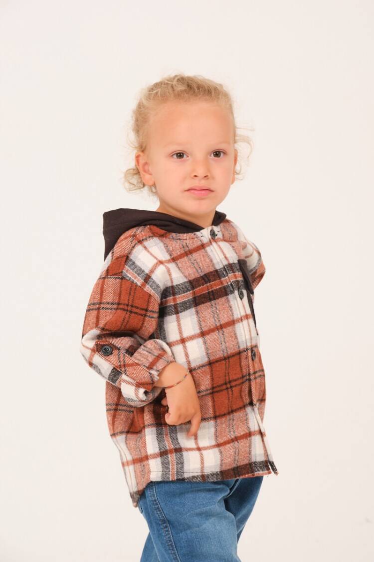 Boy's Shirt - Toptan Erkek Çocuk Kapüşonlu Oduncu Gömlek 1-12Y 1070-252Z3EKS22 - Brand: Zeyland - Women & Kids, Baby Clothes Wholesale - Globality Store