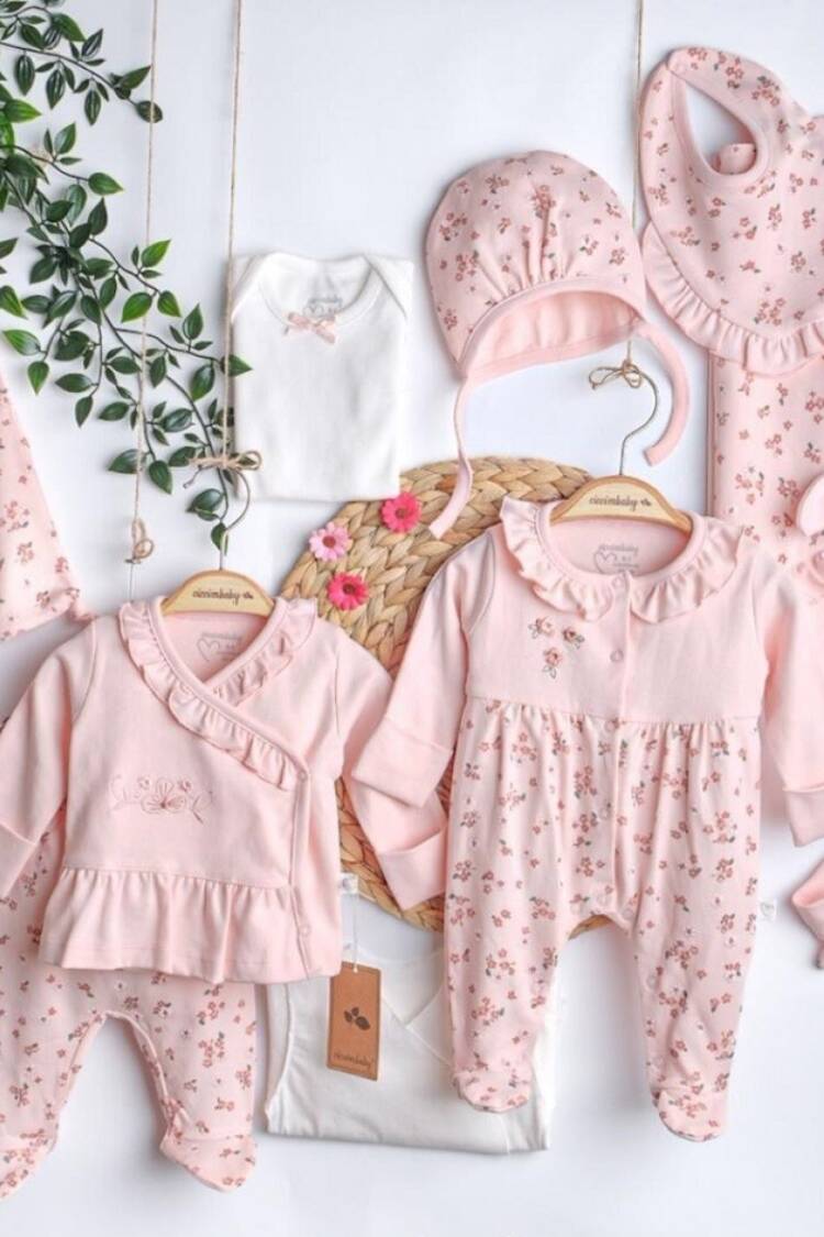 Newborn - Toptan Kız Bebek 10'lu Yenidoğan Zıbın Takım 0-3M 1043-4890 - Brand: Ciccimbaby - Women & Kids, Baby Clothes Wholesale - Globality Store