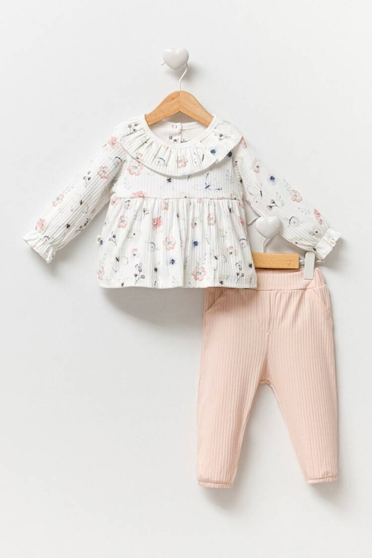 Baby Sets - Toptan Kız Bebek 2'li Baddi ve Pantolon Takımı 3-18M 2040-3028 - Brand: Bubbles - Women & Kids, Baby Clothes Wholesale - Globality Store