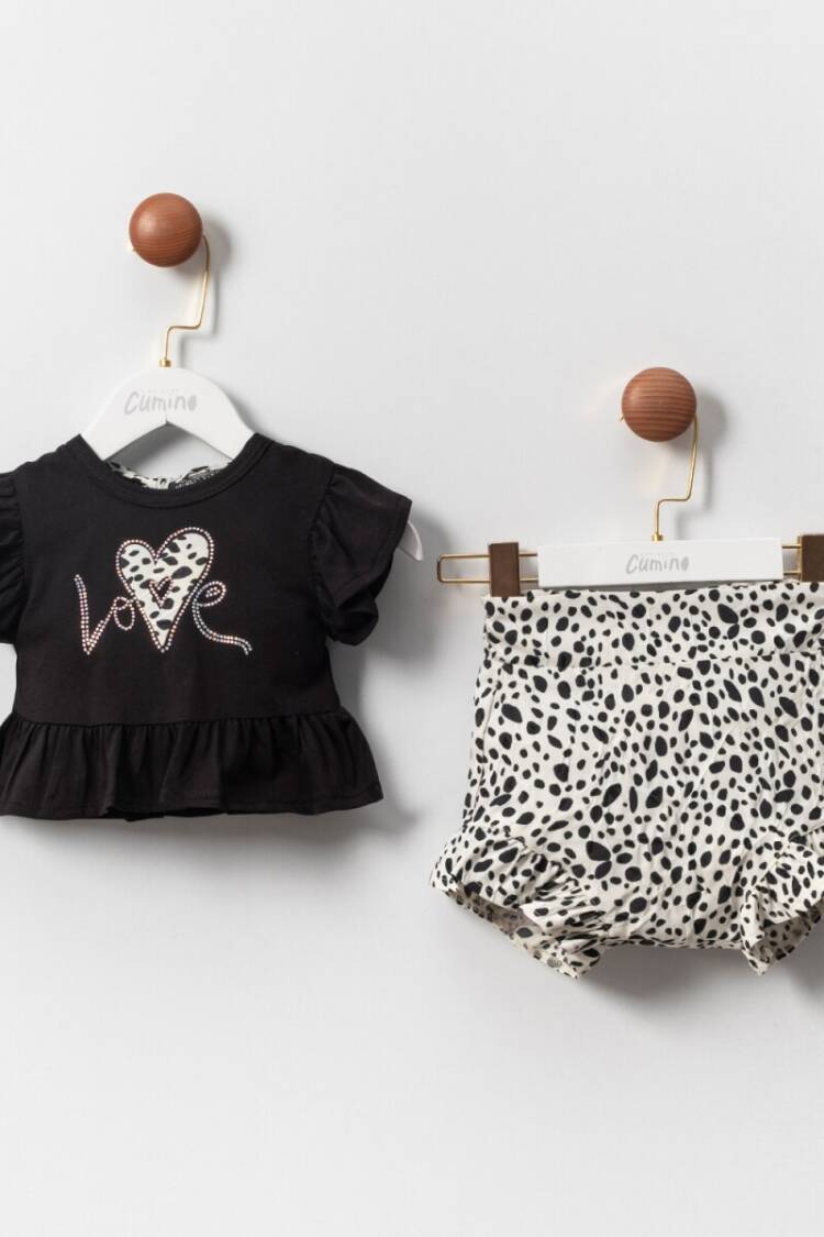 Baby Sets - Toptan Kız Bebek 2'li Bluz ve Şort Takımı 6-18M 1014-CMN3449 - Brand: Cumino - Women & Kids, Baby Clothes Wholesale - Globality Store