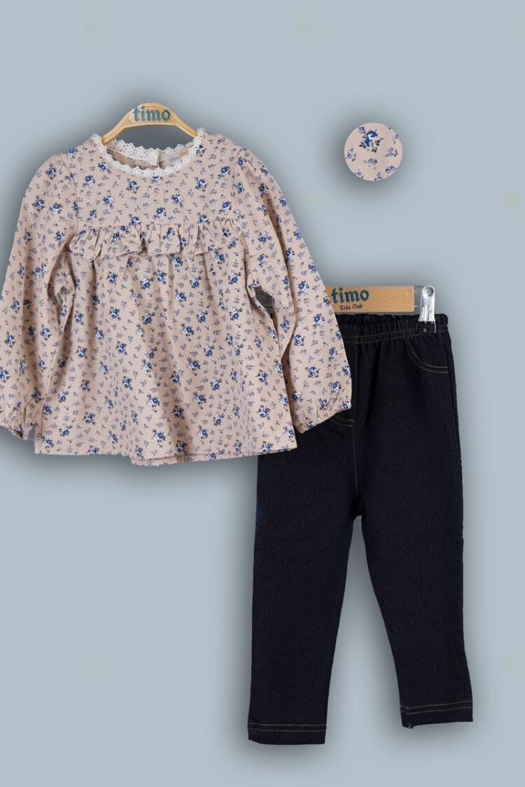 Baby Sets - Toptan Kız Bebek 2'li Bluz ve Tayt Takım 6-24M 1018-TK4DT204237701 - Brand: Timo - Women & Kids, Baby Clothes Wholesale - Globality Store