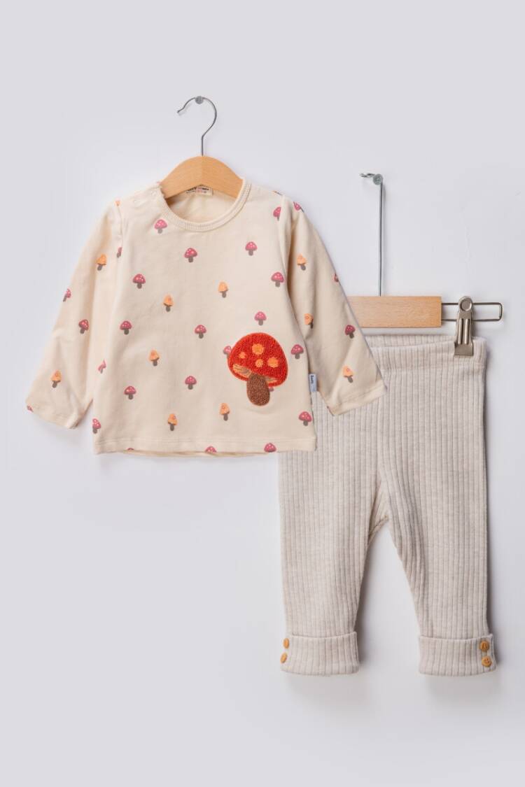 Baby Sets - Toptan Kız Bebek 2'li Desenli Eşofman Takımı 6-18M 1099-01002 - Brand: Tuffy - Women & Kids, Baby Clothes Wholesale - Globality Store