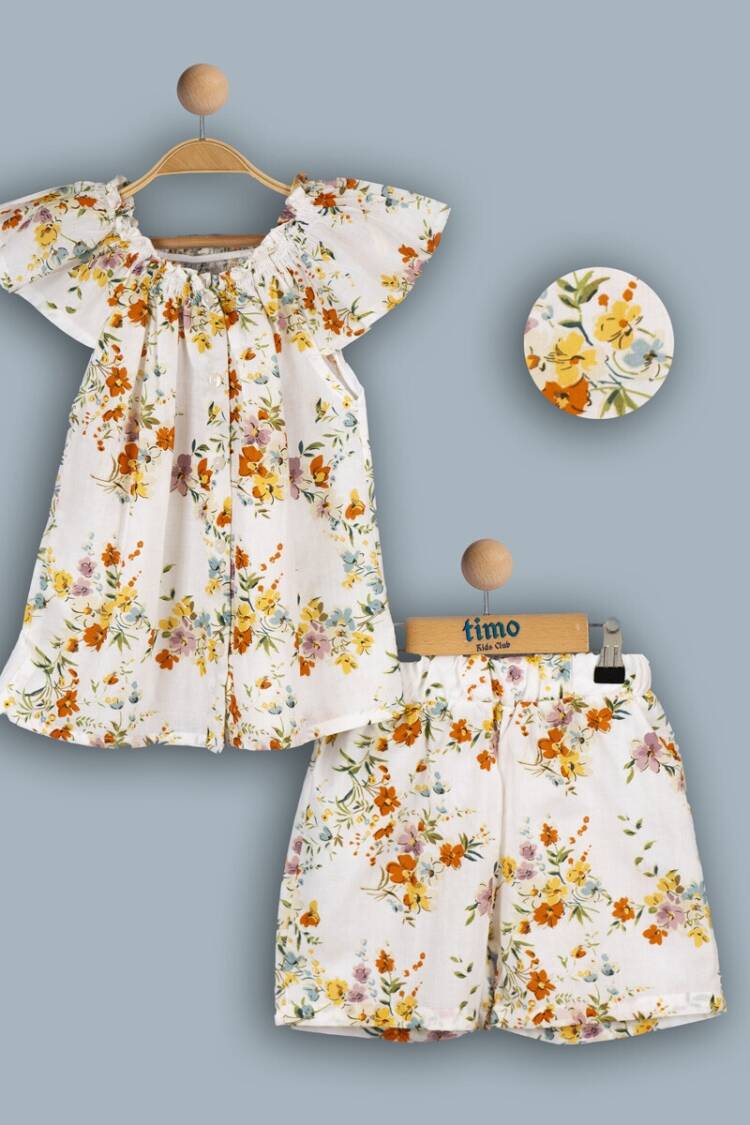 Baby Sets - Toptan Kız Bebek 2'li Elbise be Şort Takımı 6-24M 1018-TK4DT082241891 - Brand: Timo - Women & Kids, Baby Clothes Wholesale - Globality Store