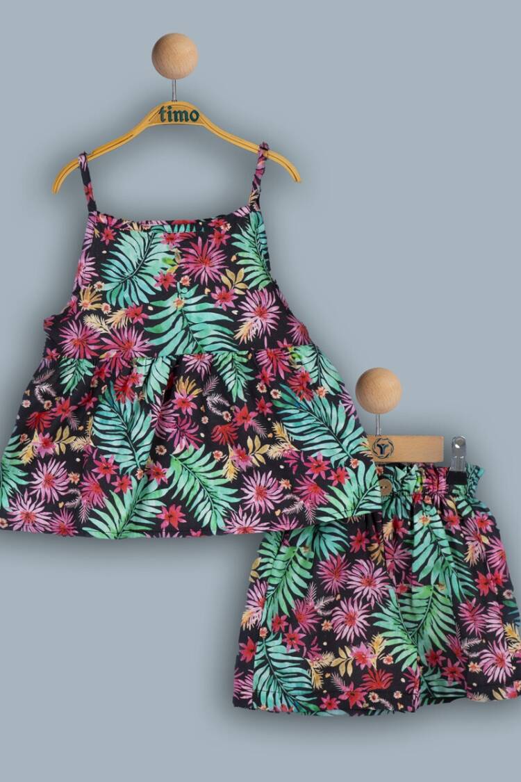 Baby Sets - Toptan Kız Bebek 2'li Elbise ve Şort Takım 6-24M 1018-TK4DT082241831 - Brand: Timo - Women & Kids, Baby Clothes Wholesale - Globality Store