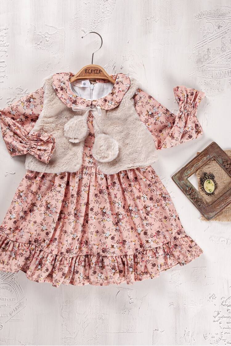 Baby Sets - Toptan Kız Bebek 2'li Elbise ve Yelek Takım 9-24M 2023-2286 - Brand: Elayza - Women & Kids, Baby Clothes Wholesale - Globality Store