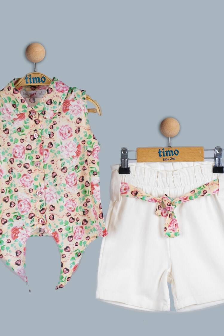 Baby Sets - Toptan Kız Bebek 2'li GÖmlek ve Şort Takımı 6-24M 1018-TK4DT012243411 - Brand: Timo - Women & Kids, Baby Clothes Wholesale - Globality Store