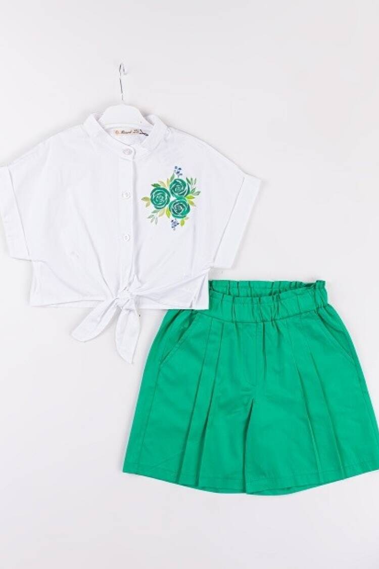 Girls' Suits - Toptan Kız Bebek 2'li Gömlek ve Şort Takımı 7-10Y 1016-24131 - Brand: Büşra Bebe - Women & Kids, Baby Clothes Wholesale - Globality Store