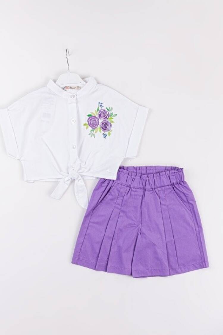 Girls' Suits - Toptan Kız Bebek 2'li Gömlek ve Şort Takımı 7-10Y 1016-24131 - Brand: Büşra Bebe - Women & Kids, Baby Clothes Wholesale - Globality Store