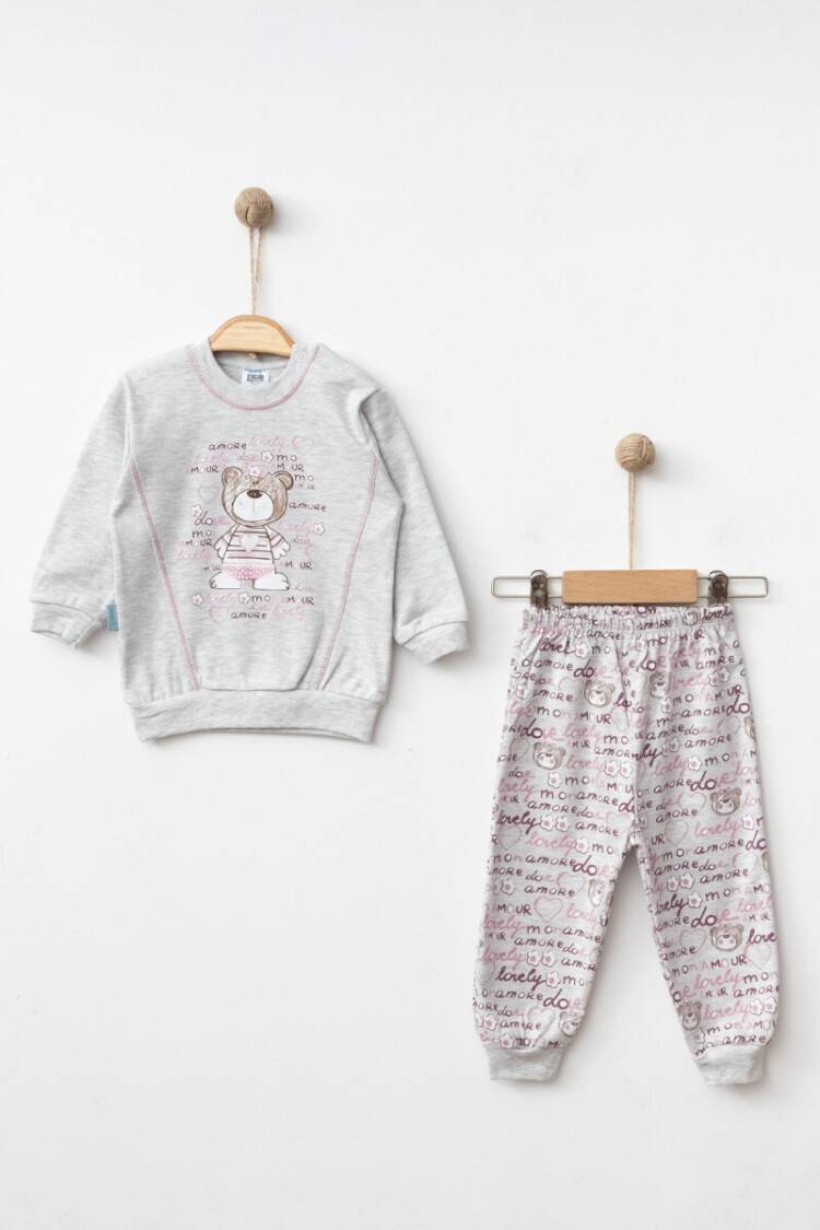 Baby Sets - Toptan Kız Bebek 2'li Pijama Takımı 9-18M 2017-1829 - Brand: Hoppidik - Women & Kids, Baby Clothes Wholesale - Globality Store