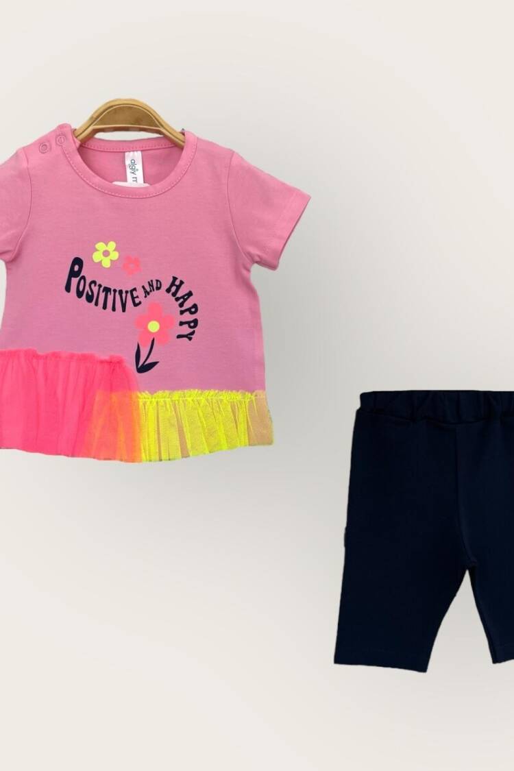Baby Sets - Toptan Kız Bebek 2'li Tişört ve Kapri Takımı 6-18M 2047-3500TK - Brand: Algiy Mini - Women & Kids, Baby Clothes Wholesale - Globality Store