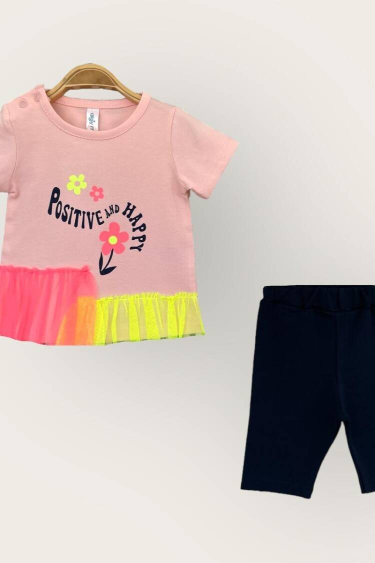 Baby Sets - Toptan Kız Bebek 2'li Tişört ve Kapri Takımı 6-18M 2047-3500TK - Brand: Algiy Mini - Women & Kids, Baby Clothes Wholesale - Globality Store