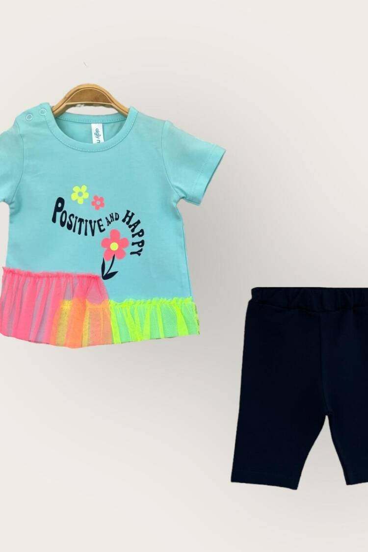 Baby Sets - Toptan Kız Bebek 2'li Tişört ve Kapri Takımı 6-18M 2047-3500TK - Brand: Algiy Mini - Women & Kids, Baby Clothes Wholesale - Globality Store