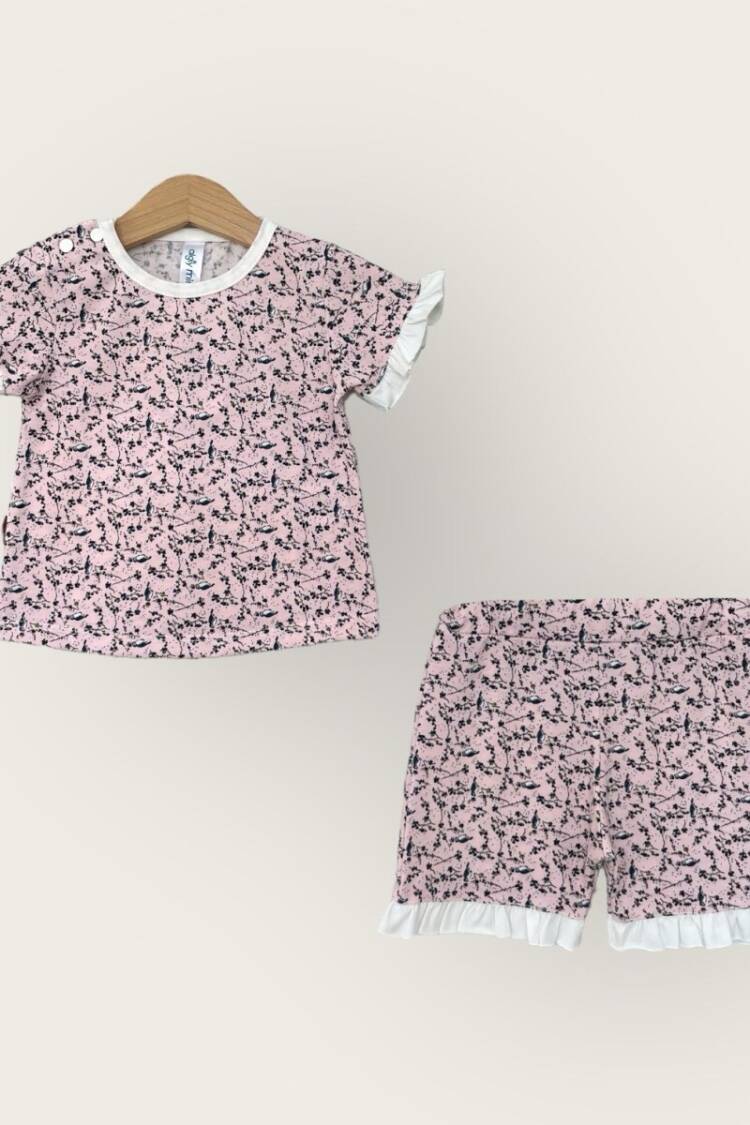 Baby Sets - Toptan Kız Bebek 2'li Tişört ve Şort Takım 6-18M 2047-2822TK - Brand: Algiy Mini - Women & Kids, Baby Clothes Wholesale - Globality Store