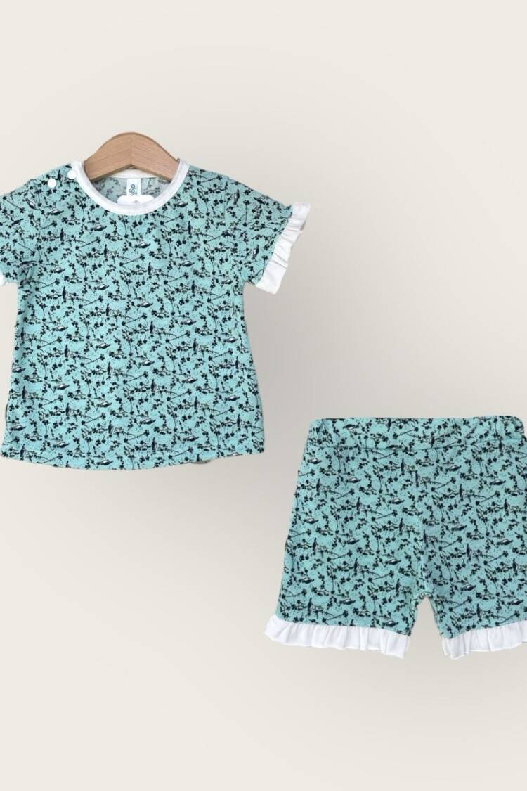 Baby Sets - Toptan Kız Bebek 2'li Tişört ve Şort Takım 6-18M 2047-2822TK - Brand: Algiy Mini - Women & Kids, Baby Clothes Wholesale - Globality Store