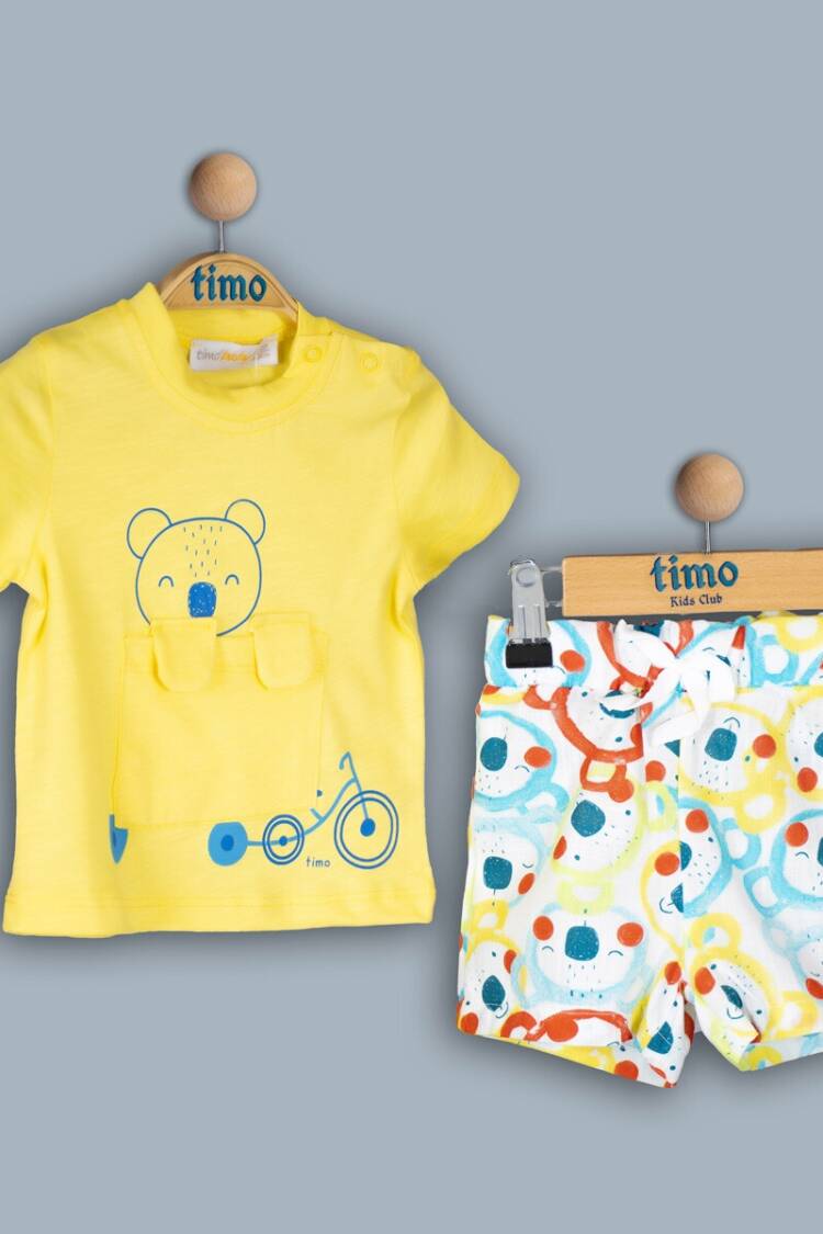 Baby Sets - Toptan Kız Bebek 2'li Tişört ve Şort Takımı 6-24M 1018-TE4DT202241501 - Brand: Timo - Women & Kids, Baby Clothes Wholesale - Globality Store
