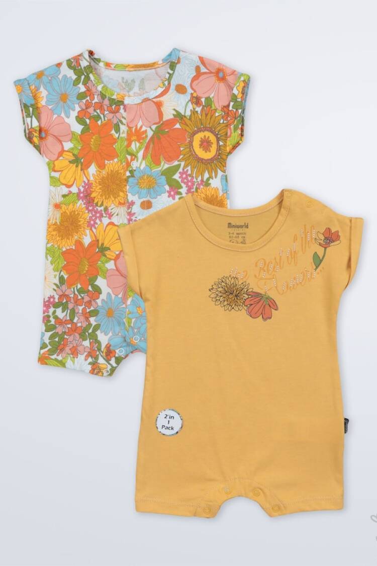 Baby Rompers and Overalls - Toptan Kız Bebek 2'li Tulum 3-18M 1003-18196 - Brand: Miniworld - Women & Kids, Baby Clothes Wholesale - Globality Store