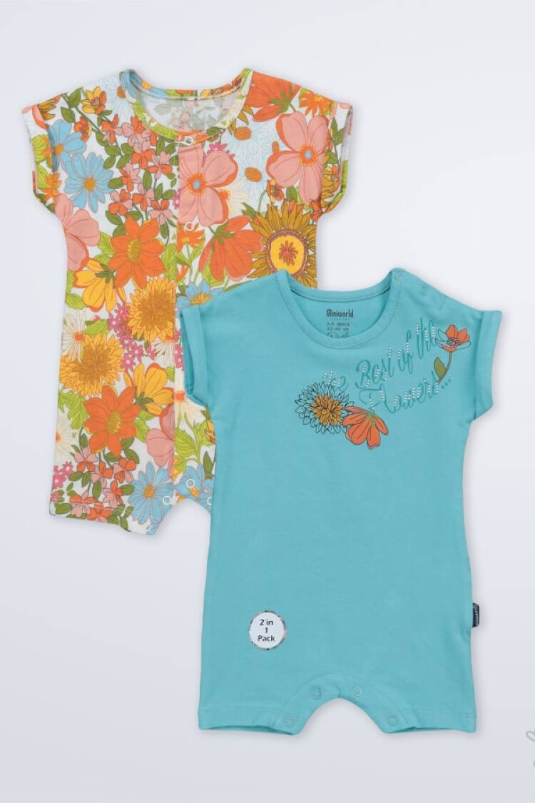 Baby Rompers and Overalls - Toptan Kız Bebek 2'li Tulum 3-18M 1003-18196 - Brand: Miniworld - Women & Kids, Baby Clothes Wholesale - Globality Store