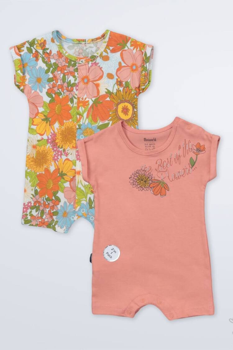 Baby Rompers and Overalls - Toptan Kız Bebek 2'li Tulum 3-18M 1003-18196 - Brand: Miniworld - Women & Kids, Baby Clothes Wholesale - Globality Store