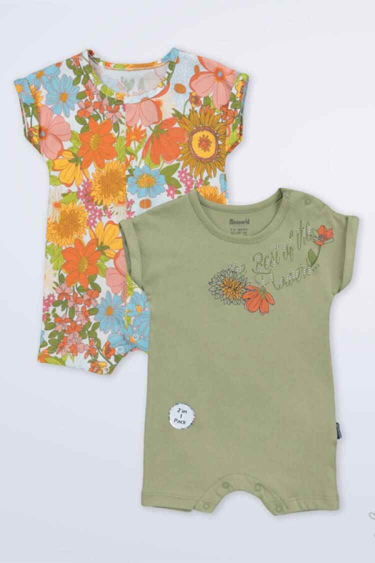 Baby Rompers and Overalls - Toptan Kız Bebek 2'li Tulum 3-18M 1003-18196 - Brand: Miniworld - Women & Kids, Baby Clothes Wholesale - Globality Store