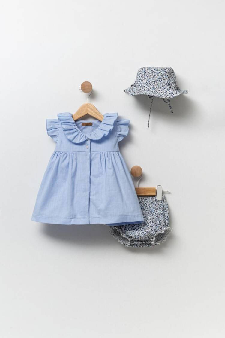 Baby Sets - Toptan Kız Bebek 3'lü Elbise, Külot ve Şapka Takımı 0-12M 2015-24115 - Brand: Babyline - Women & Kids, Baby Clothes Wholesale - Globality Store