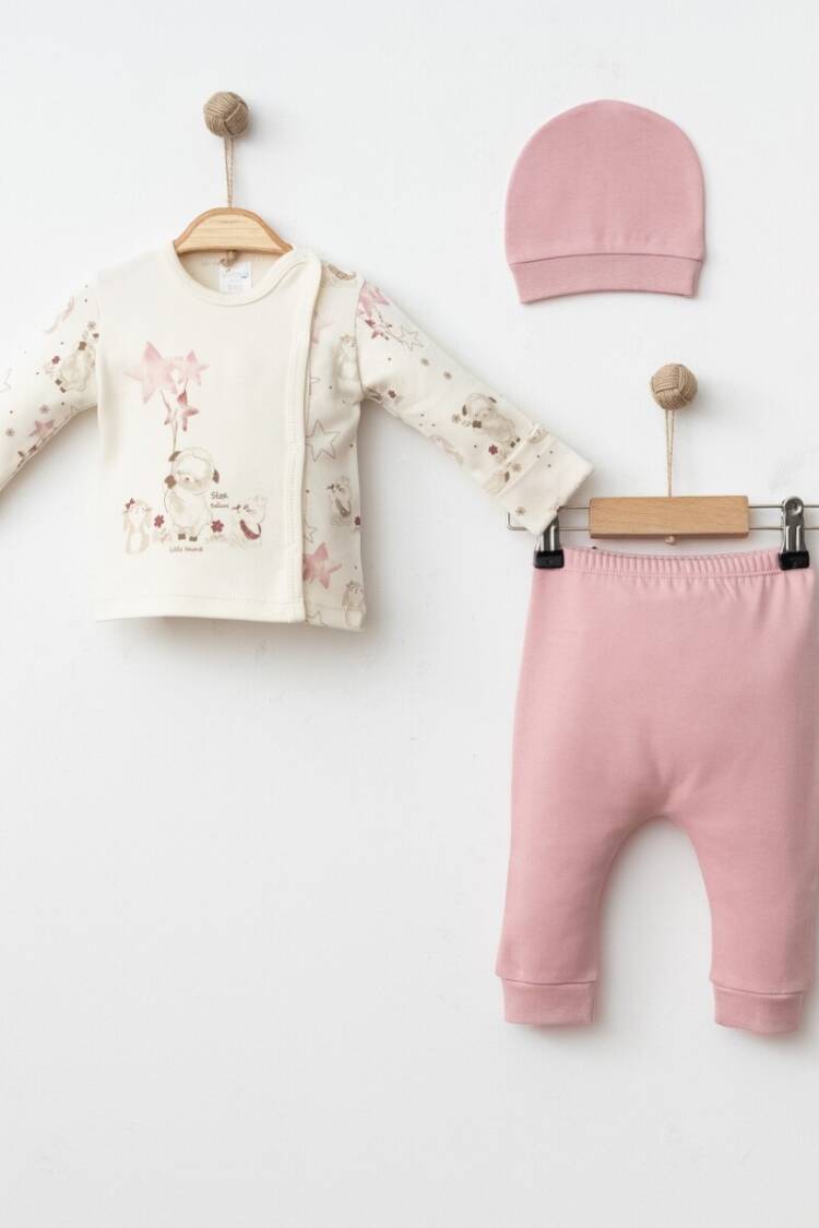 Newborn - Toptan Kız Bebek 3'lü Yenidoğan Takımı 0-3M 2043-005001 - Brand: Gümüş Baby - Women & Kids, Baby Clothes Wholesale - Globality Store