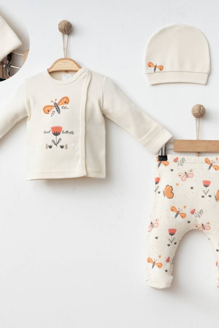 Newborn - Toptan Kız Bebek 3'lü Yenidoğan Takımı 0-3M 2043-005003 - Brand: Gümüş Baby - Women & Kids, Baby Clothes Wholesale - Globality Store