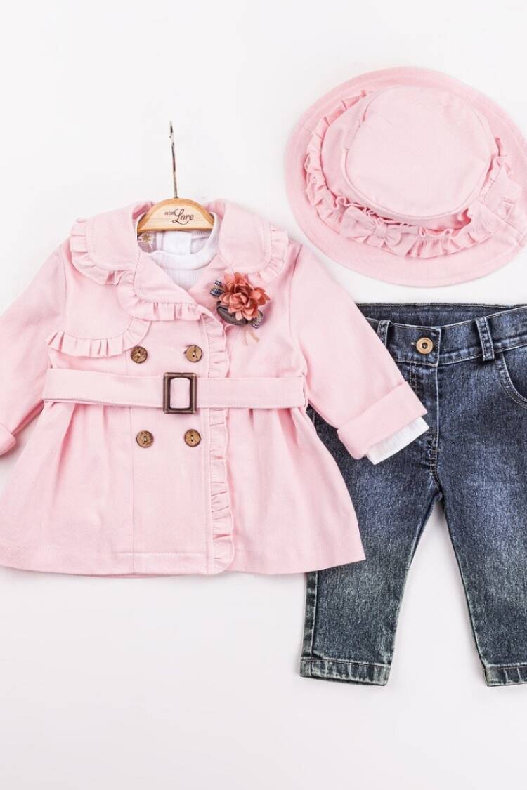 Baby Sets - Toptan Kız Bebek 4'lü Ceket, Tişört, Şapka ve Pantolon Takım 9-24M 1055-5618 - Brand: Miss Lore - Women & Kids, Baby Clothes Wholesale - Globality Store