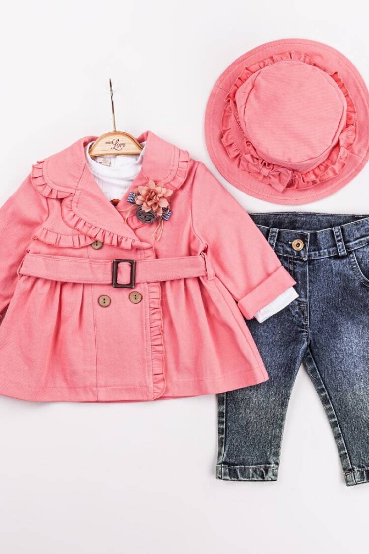 Baby Sets - Toptan Kız Bebek 4'lü Ceket, Tişört, Şapka ve Pantolon Takım 9-24M 1055-5618 - Brand: Miss Lore - Women & Kids, Baby Clothes Wholesale - Globality Store