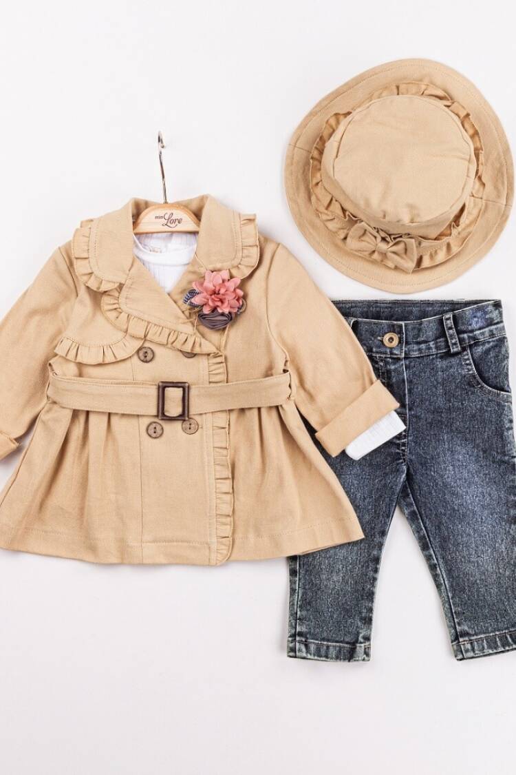 Baby Sets - Toptan Kız Bebek 4'lü Ceket, Tişört, Şapka ve Pantolon Takım 9-24M 1055-5618 - Brand: Miss Lore - Women & Kids, Baby Clothes Wholesale - Globality Store