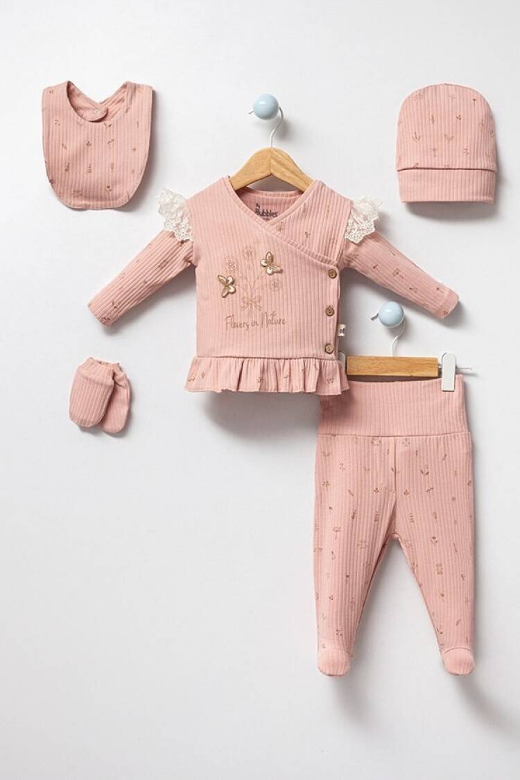 Newborn - Toptan Kız Bebek 5'li Yenidoğan Takım 0-3M 2040-3021 - Brand: Bubbles - Women & Kids, Baby Clothes Wholesale - Globality Store