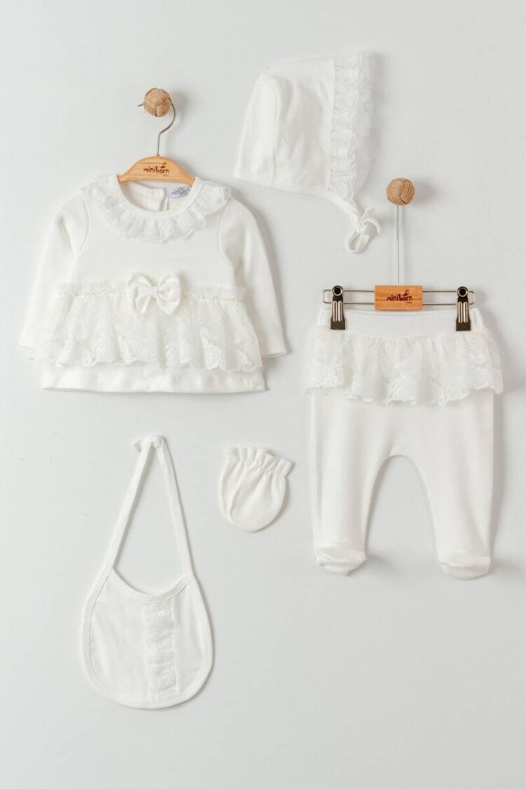 Newborn - Toptan Kız Bebek 5'li Yenidoğan Takım 0-6M 2019-5168 - Brand: Miniborn - Women & Kids, Baby Clothes Wholesale - Globality Store