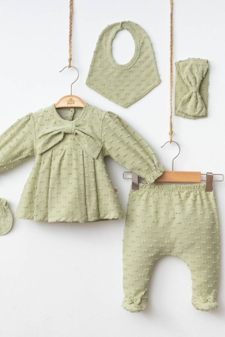 Newborn - Toptan Kız Bebek 5'li Zıbın Seti 0-3M 2014-7065 - Brand: Minizeyn - Women & Kids, Baby Clothes Wholesale - Globality Store