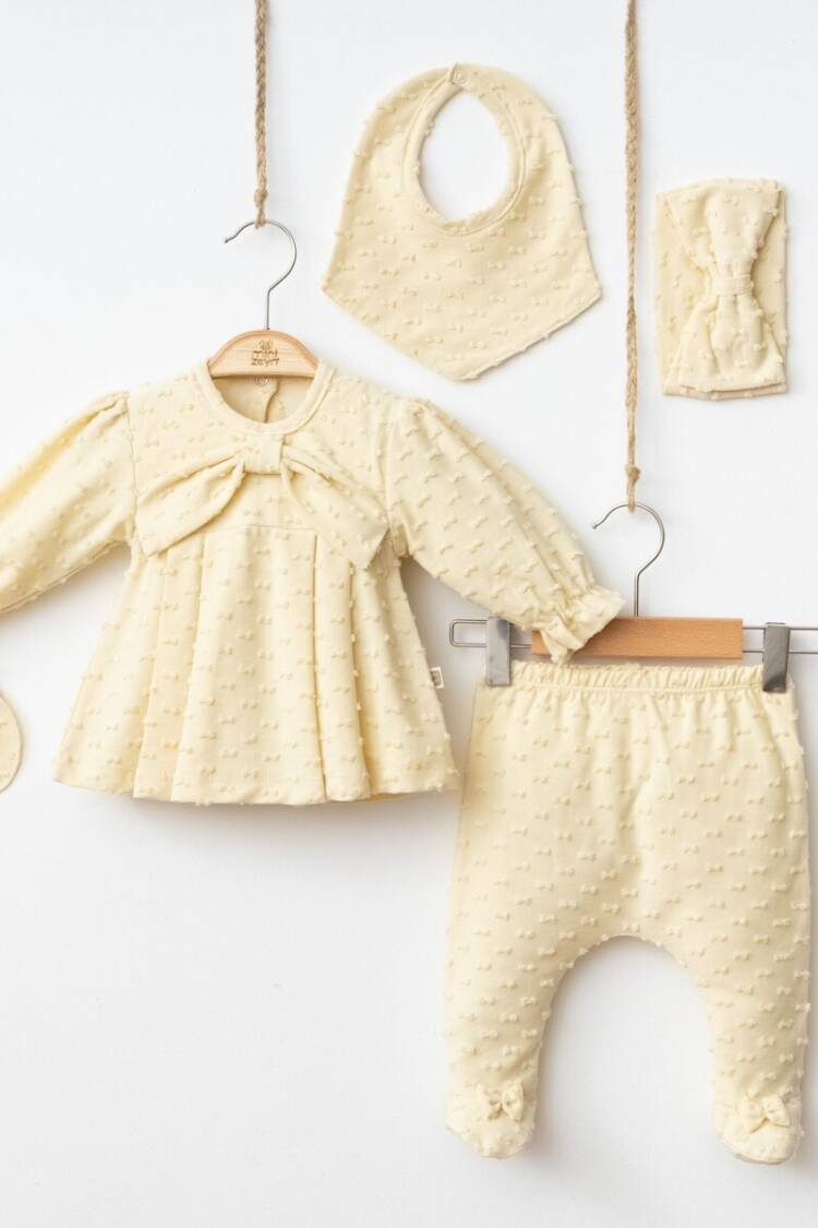 Newborn - Toptan Kız Bebek 5'li Zıbın Seti 0-3M 2014-7065 - Brand: Minizeyn - Women & Kids, Baby Clothes Wholesale - Globality Store