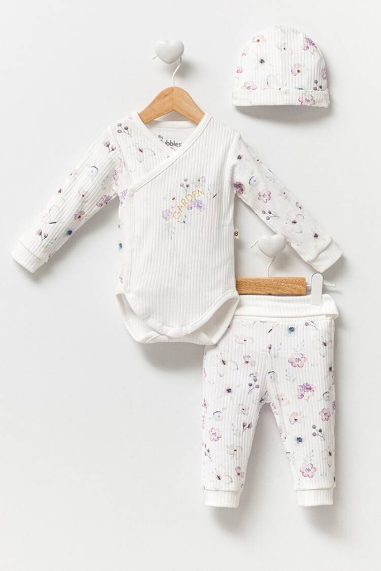 Baby Sets - Toptan Kız Bebek Badi, Şapka ve Pantolon Takım 3-12M 2040-3024 - Brand: Bubbles - Women & Kids, Baby Clothes Wholesale - Globality Store